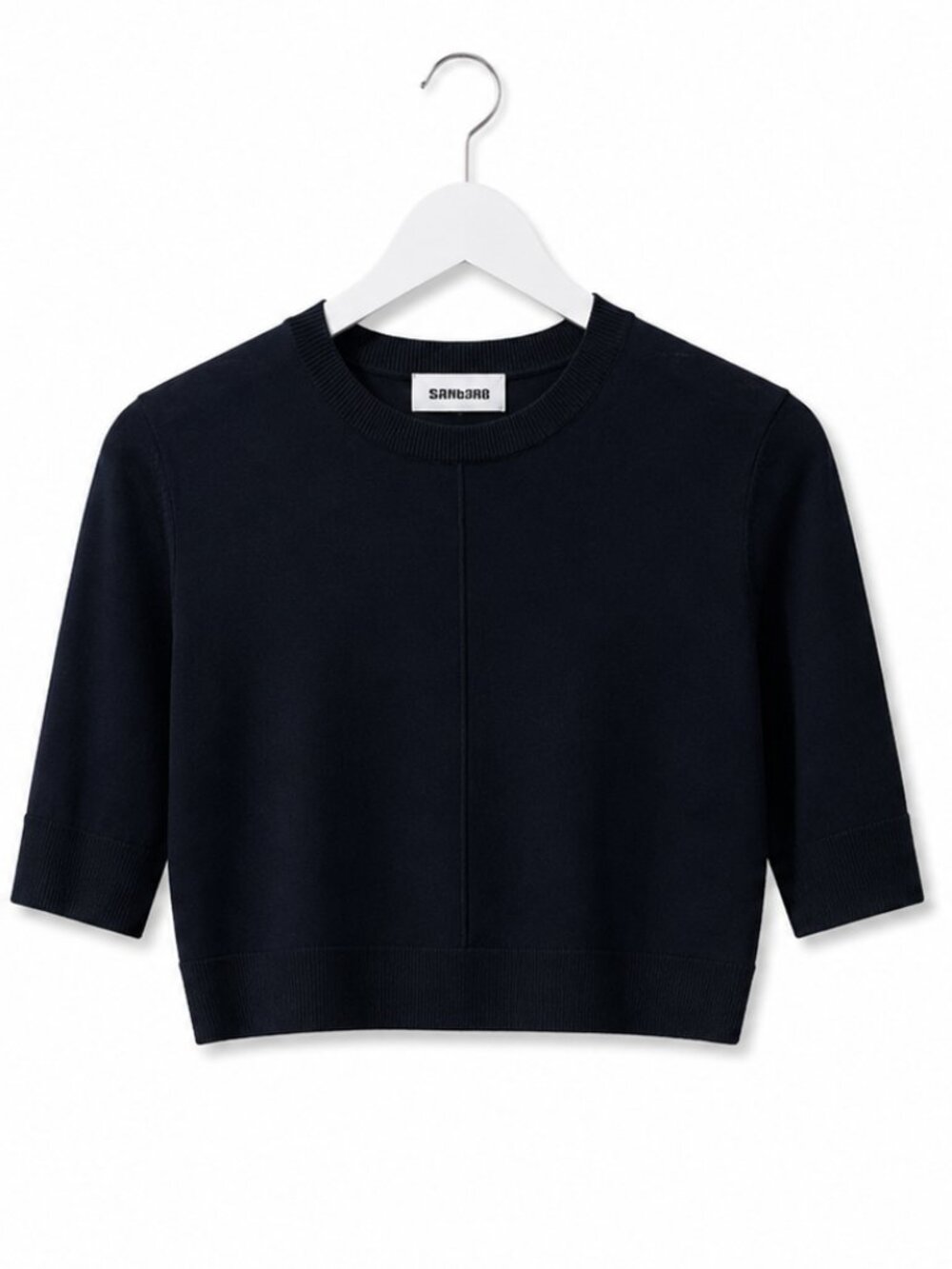 NWT: Saintart Norah Short Sleeve Crop Sweater Navy